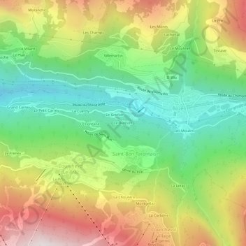Carte topographique Le Buisson, altitude, relief