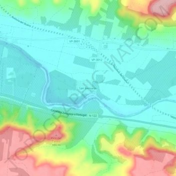 Carte topographique San Bernardo, altitude, relief