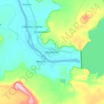 Carte topographique Manantali, altitude, relief