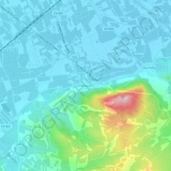 Carte topographique Arneva, altitude, relief