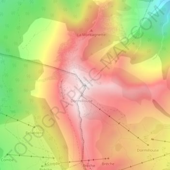 Carte topographique Sommet de Dormillouse, altitude, relief