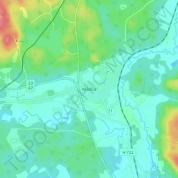Carte topographique Målilla, altitude, relief