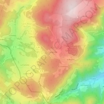 Carte topographique La Sanglarière, altitude, relief