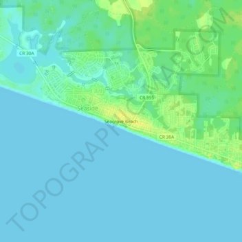Carte topographique Seagrove Beach, altitude, relief