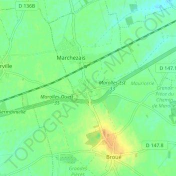 Carte topographique Marolles, altitude, relief