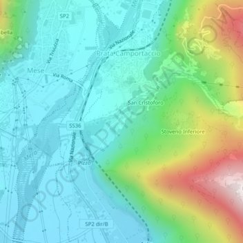 Carte topographique Berzo, altitude, relief