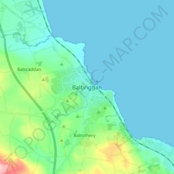 Carte topographique Balbriggan, altitude, relief