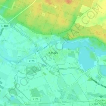 Carte topographique Kessel, altitude, relief