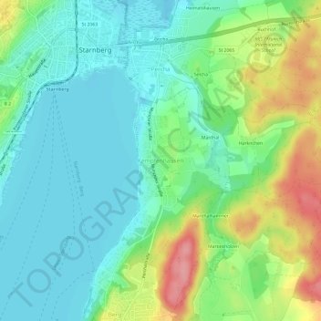 Carte topographique Kempfenhausen, altitude, relief