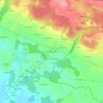 Carte topographique Le Grand Frahaut, altitude, relief