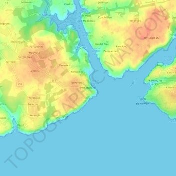 Carte topographique Port Manec’h, altitude, relief