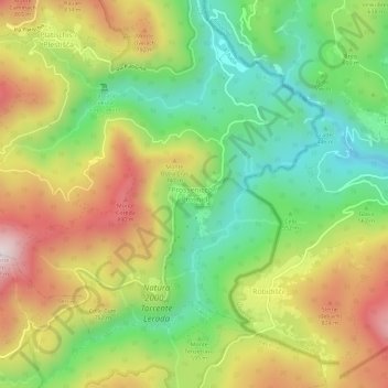 Carte topographique Prossenicco, altitude, relief