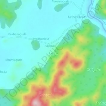 Carte topographique Rajput, altitude, relief