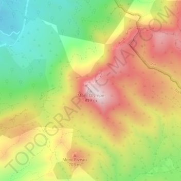 Carte topographique Mont Olympe, altitude, relief