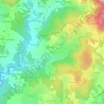 Carte topographique Salayes, altitude, relief