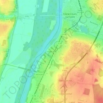 Carte topographique Chantier Blanc, altitude, relief