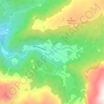 Carte topographique Krossdalen, altitude, relief