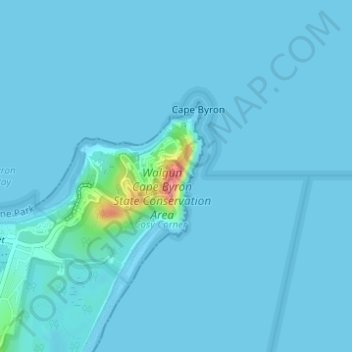 Carte topographique Cape Byron Lighthouse, altitude, relief