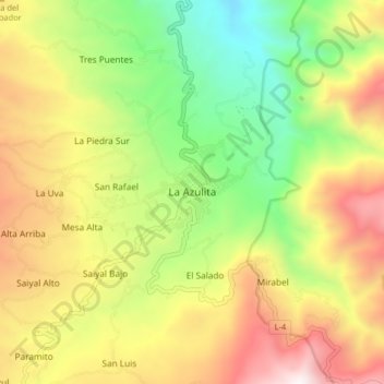 Carte topographique La Azulita, altitude, relief