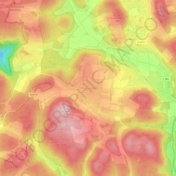 Carte topographique Ohnastetten, altitude, relief