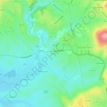 Carte topographique Donne, altitude, relief