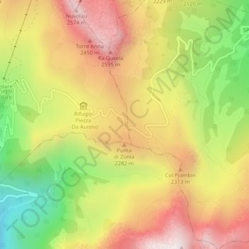 Carte topographique Passo Giau, altitude, relief