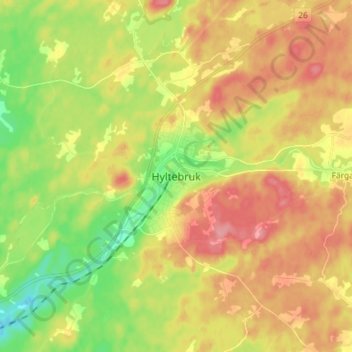 Carte topographique Hyltebruk, altitude, relief