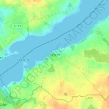 Carte topographique Sieseby, altitude, relief