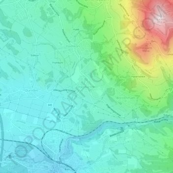 Carte topographique Oberdürnten, altitude, relief