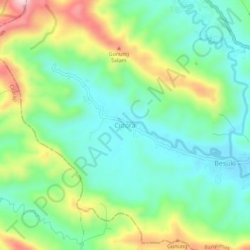 Carte topographique Cidora, altitude, relief