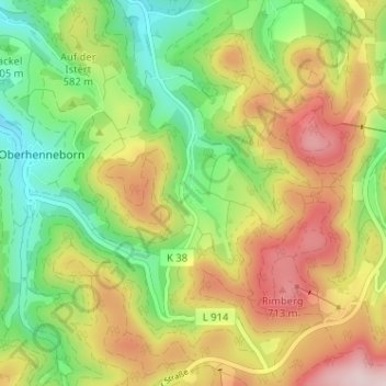 Carte topographique Oberrarbach, altitude, relief