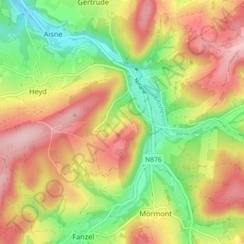 Carte topographique Lignely, altitude, relief