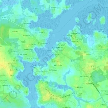 Carte topographique Le Port Niscop, altitude, relief