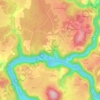 Carte topographique Val Beneyte, altitude, relief