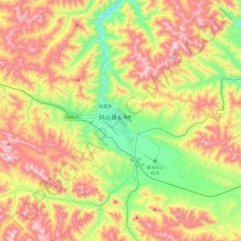 Carte topographique Golog Tibetan Autonomous Prefecture, altitude, relief