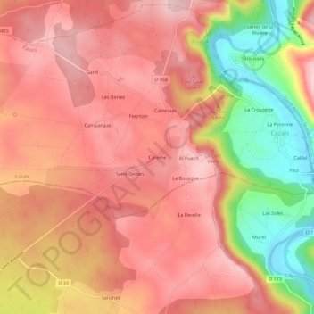 Carte topographique Careme, altitude, relief