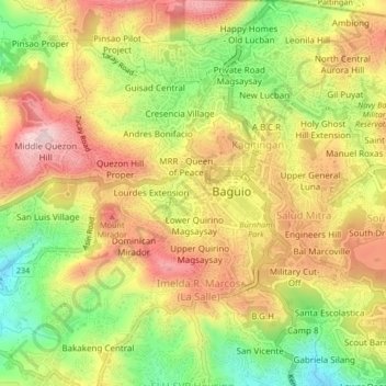 Carte topographique Palma - Urbano, altitude, relief
