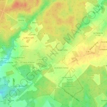 Carte topographique Le Serrain, altitude, relief