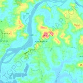 Carte topographique Karinkalkuzhi, altitude, relief