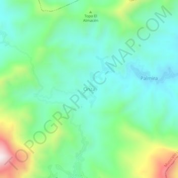 Carte topographique Onza, altitude, relief