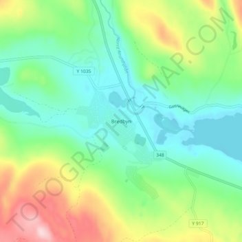 Carte topographique Bredbyn, altitude, relief