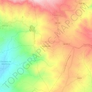 Carte topographique São Cornélio, altitude, relief