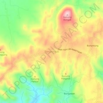 Carte topographique Penyengat, altitude, relief