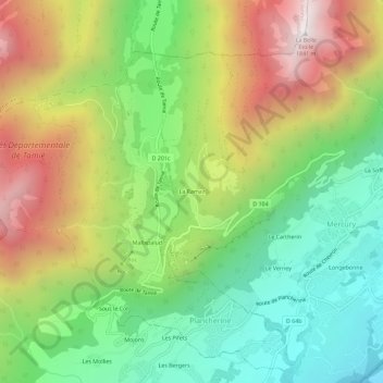 Carte topographique La Ramaz, altitude, relief