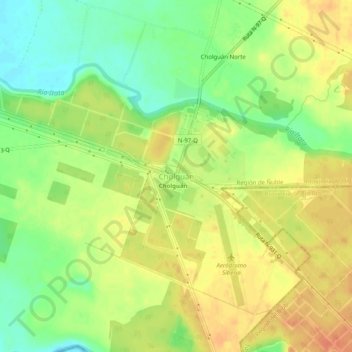 Carte topographique Cholguán, altitude, relief