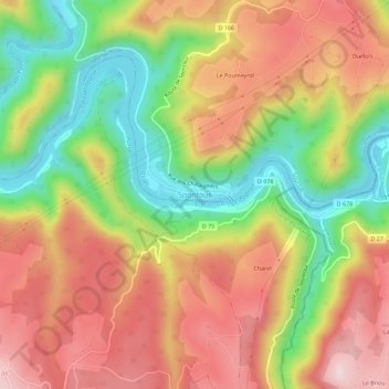 Carte topographique Spontour, altitude, relief