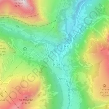 Carte topographique Baretge, altitude, relief