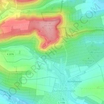 Carte topographique Feuer, altitude, relief