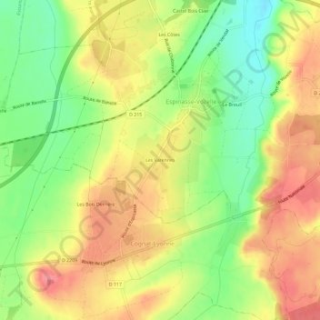 Carte topographique Les Varennes, altitude, relief