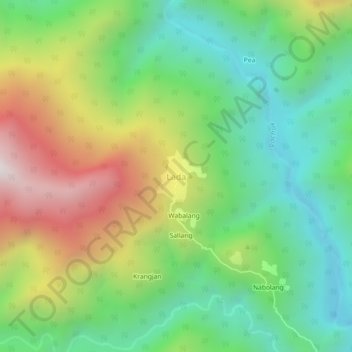 Carte topographique Lada, altitude, relief